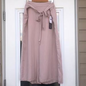 Wide Leg Pale Pink Tie Up Pants